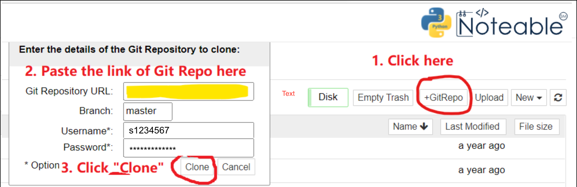 screen grab highlighting how to clone a repo